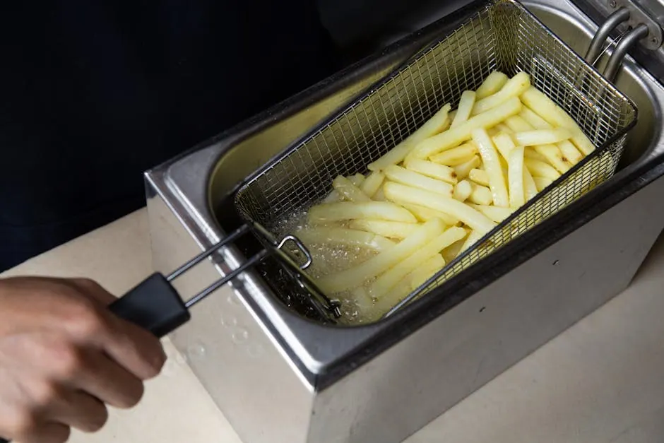 Een commerciële frituur in een keuken